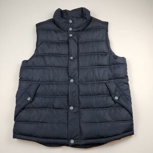 Gap Puffer Vest Navy Blue Mens M Heavyweight Full Zip Snap Front Prep Utility